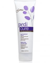 Frontage of Gena Pedi Cure Cream in a 8.5-once tube type bottle with detailed product information