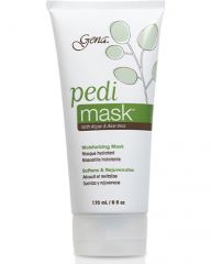 Front-facing of a 6-ounce Gena Pedi Mask in  a printed tube  type bottle with product details and information