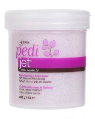 Frontage of 14-ounce Non-foaming Gena Pedi Jet - Calming variant featuring its product details 