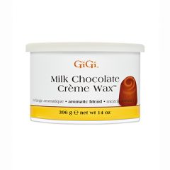 Front view of a 14 ounce can of GiGi Milk Chocolate Creme Wax