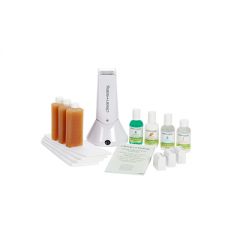 Wide-angle view of Clean+easy waxing spa student kit with complete tools and accessories 