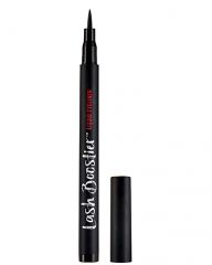 Uncapped Ardell Lash Booster Liquid Eyeliner Onyx Black Stone standing upright with exposed tip side by side with its cap
