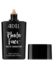 Front view of an open Ardell Photo Face Matte Foundation Medium 4.0 variant bottle with lid on the side