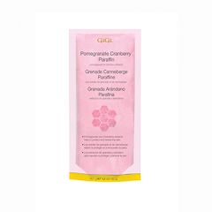 A 16 ounce retail pack of GiGi Pomegranate Cranberry Paraffin Wax labeled with product name in 3 languages