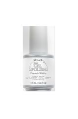 Frontage of ibd Just Gel Polish with French White variant in 14 ml bottle with printed text on the label