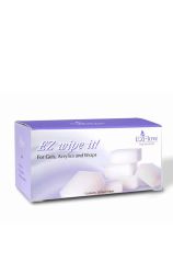 Three-dimensional illustration of EZ Wipes! disposable, lint/fiber free wipes isolated in white color background