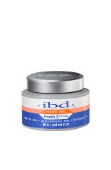 Front view of a 2 ounce grey plastic tub of ibd UV Xtreme White Builder Gel featuring label with product name & details