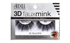 A pair of Ardell 3D Faux Mink 863 was placed into its retail packaging with features written on it