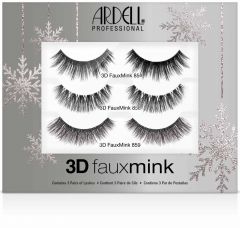 Front view of 3D Faux Mink 3 pair Gift Set in sealed packaging with the printed label of 3D Faux Mink  854, 858 & 859
