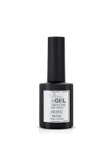 Front facing of an 0.5 ounce black bottle of EzFlow TruGel Top Coat isolated in white color background