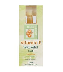 Front view of clean+easy vitamin E wax refill 3piece in size small
