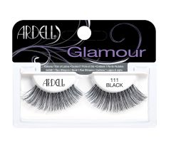 Front view of an Ardell Natural 111 faux lashes set in complete retail wall hook packaging