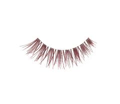 Close-up of an Ardell Demi Wispies Wine false lash for the right eye featuring clustered lash fibers