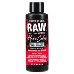 4-ounces of Punky Raw Demi-Permanent Hair Color Neon Red in a black decorative bottle