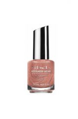 bottle of ibd Advanced Wear Lacquer Palermo metallic shimmer peachy pink nail lacquer