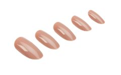 A set of Ardell, Nail Addict Premium Artificial Nail Set, Latte variant laid down one by one in a 45-degree angle