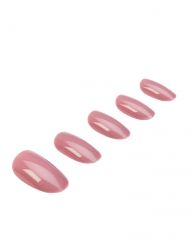 A set of Ardell Nail Addict Premium Artificial Nail in Sweet Pink variants laid down one by one in a 45-degree angle