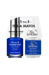 Front facing of a 0.5-ounce with two-tone bottle of ibd Advanced Wear Color Duo with Just Gel polish in Blue Haven variant