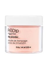 SuperNail ProDip Carnation Pink nail dip powder in half side view demonstration featuring its product label information