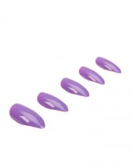 A set of Ardell Nail Addict Premium in Purple Passion variant with stiletto shape  laid down one by one in 45-degree angle