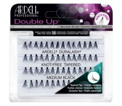 Front view of an Ardell Soft Touch Double Up Individuals Medium faux lashes with tapered tips set in retail packaging