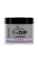Front view of EzFlow TruDIP Scene Stealerr nail dip powder in a 2 ounce glass container