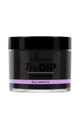 A 2 ounce glass jar of EzFlow TruDIP Black on Black nail dip powder
