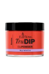 A short 2 ounce glass container of EZFlow TruDIP Roxanne printed with brand & product name