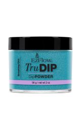 A transparent 2 ounce glass container filled with EzFlow TruDIP Sneaking Out nail dip powder