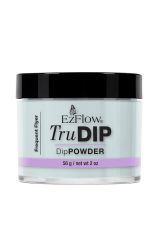 A short 4 ounce glass container of EZFlow TruDIP Natural Frequent Flyer printed with brand & product name