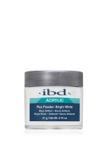 A forward-facing 0.75 ounce jar of ibd Flex Bright White featuring its contents, glossy silver cap, & product label