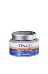 Front view of a capped 2-ounce plastic tub of ibd UV Pure White Builder Gel 