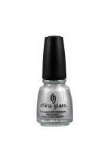 Frontal view of a 0.5-ounce Platinum Silver gray nail polish from China Glaze Nail Lacquer collection
