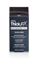 Thick FX Hair Building Fibers - Black retail box with printed product details in three different laguages