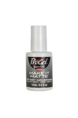 Frontage ofSuperNail ProGel Make It Matte Top Coat with 14ml size bottle with printed product details