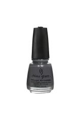 Deep gray color of a closed nail color bottle from China Glaze in Concrete Catwalk variant with label text