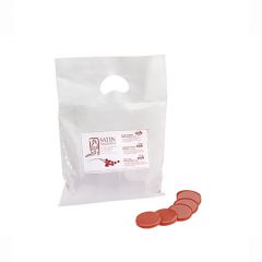 Bag of Scarlet Berry Hard Wax bag packaging side by side with 6 Acai Wax Discs