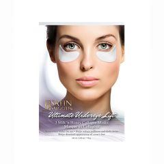 Front view of Satin Smooth Collagen Undereye Lift Mask retail box featuring a model & product information