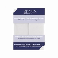 Front view of Satin Smooth Small Non-Woven Cloth Waxing Strips 100 piece retail packaging
