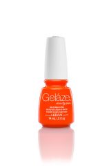 Frontal view of China Glaze Gelaze nail polish coat in Orange Knockout color variant 