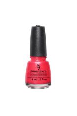 Bright red nail polish bottle from China Glaze in 0.5-ounce bottle with I Brake For Colour color shade