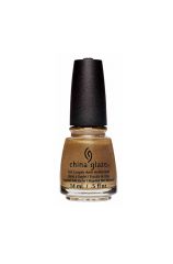 Frontal view of a 0.5-ounce Golden brown shade of a colorant for nails from China Glaze in Truth is a Gold variant