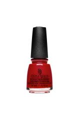A wide view of red nail lacquer from China Glaze in Santa's Side Chick color  variant