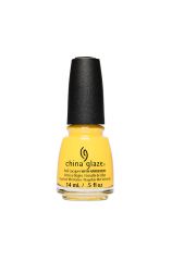 Forward-facing of China Glaze  Yellow nail lacquer bottle in Werk It Honey! color shade