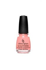 Frontage of 14ml nail lacquer glass bottle of China Glaze nail lacquer in Vacay Dreams, a light pink crème color