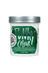 Front view of a 3.5 ounce tub of Punky Colour Semi Permanent Conditioning Hair Color Alpine Green with label & silver cap