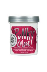 Front view of Punky Colour Semi Permanent Conditioning Hair Color Rose Red 3.5 ounce tub showing its purple themed label