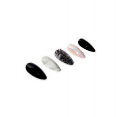 Set of Ardell Nail Addict Marble & Diamonds artificial nails in a slanted position isolated in white color background