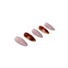 Set of Ardell Nail Addict Amber Glass artificial nails in a slanted position isolated in white color background