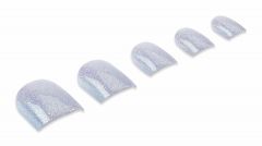 Ardell Nail Addict Premium Nail Set, Crystal Glitter artificial nails in a slanted position isolated in white background